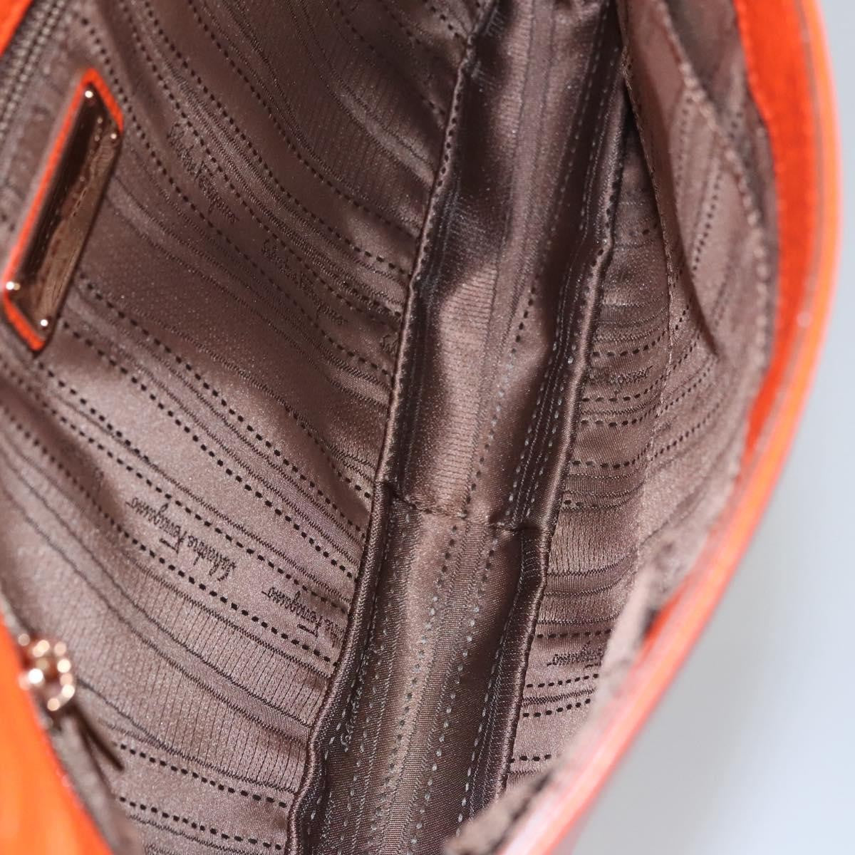 Salvatore Ferragamo Gancini Shoulder Bag Leather, ORANGE, LEATHER, Shoulder bag