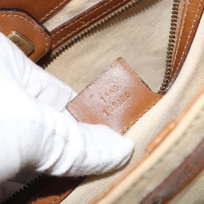 Gucci Vintage Bamboo Handle Bag Canvas, BEIGE, CANVAS, Tote bag