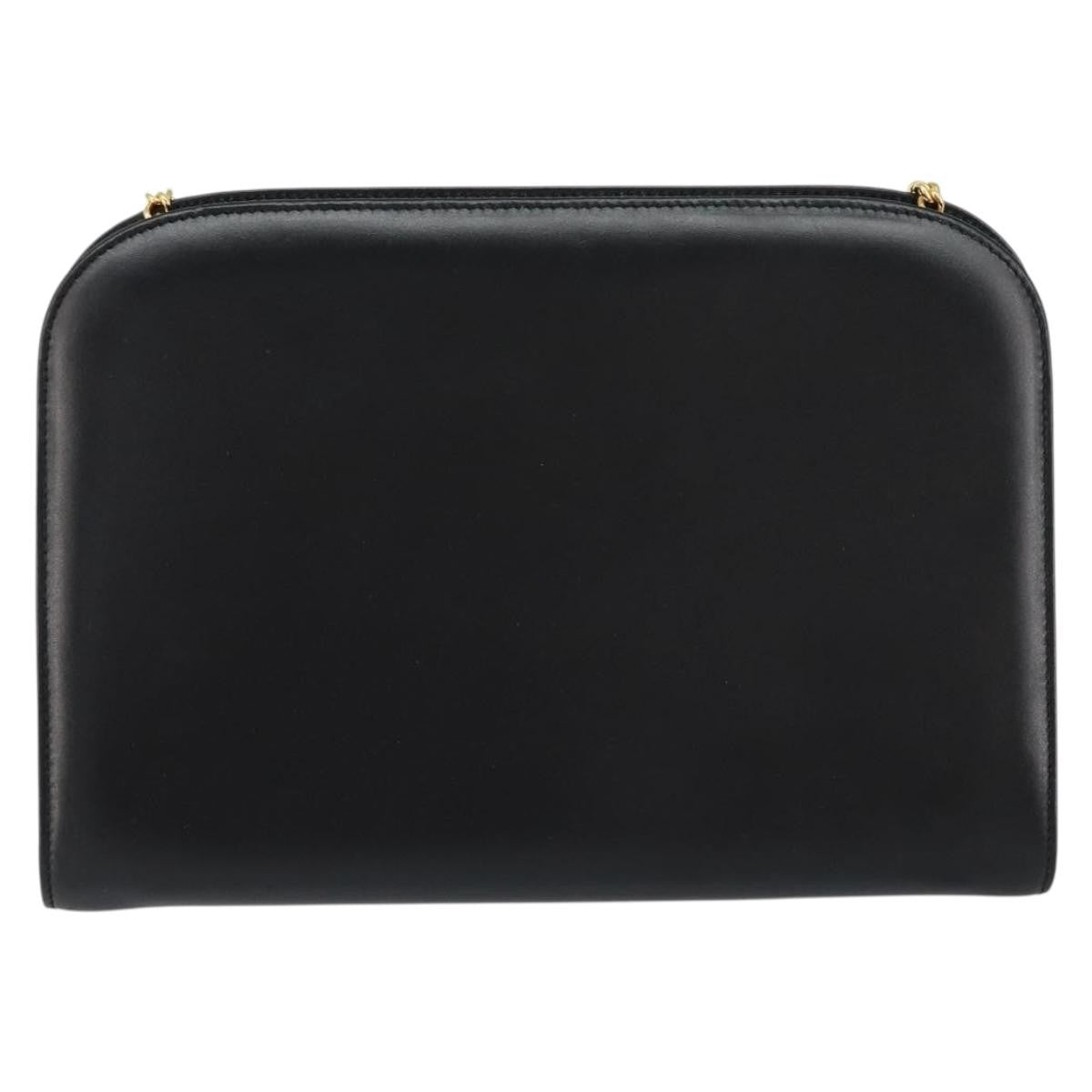 Salvatore Ferragamo Vintage Gancini Chain Shoulder Bag Leather, BLACK, LEATHER, Shoulder bag