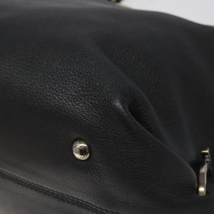 Salvatore Ferragamo Gancini handbag Leather, BLACK, LEATHER, Handbag