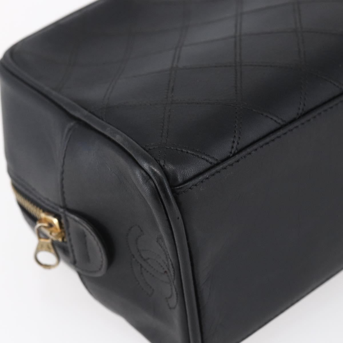 Chanel Vintage Toiletry Pouch Leather, Black, Patent Leather, Clutch