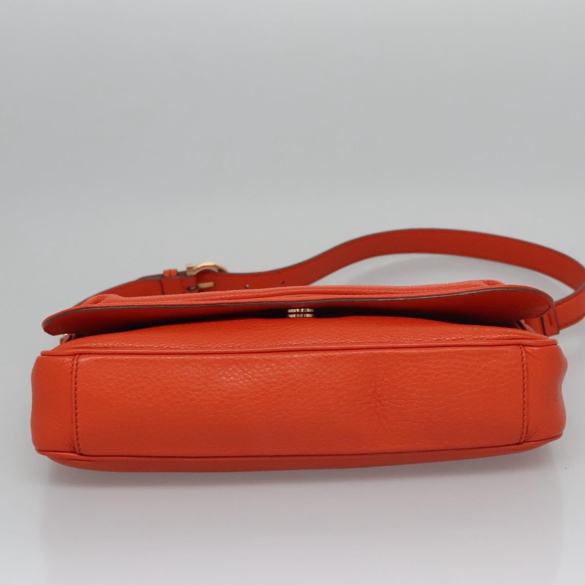 Salvatore Ferragamo Gancini Shoulder Bag Leather, ORANGE, LEATHER, Shoulder bag