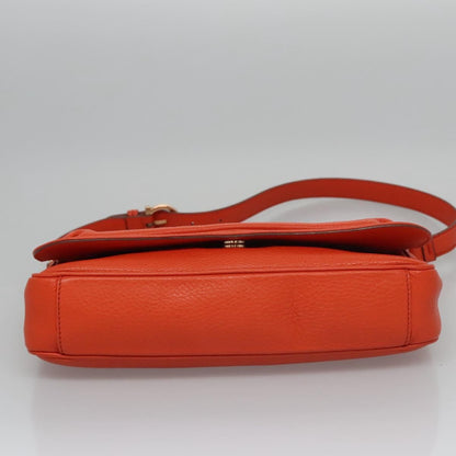 Salvatore Ferragamo Gancini Shoulder Bag Leather, ORANGE, LEATHER, Shoulder bag