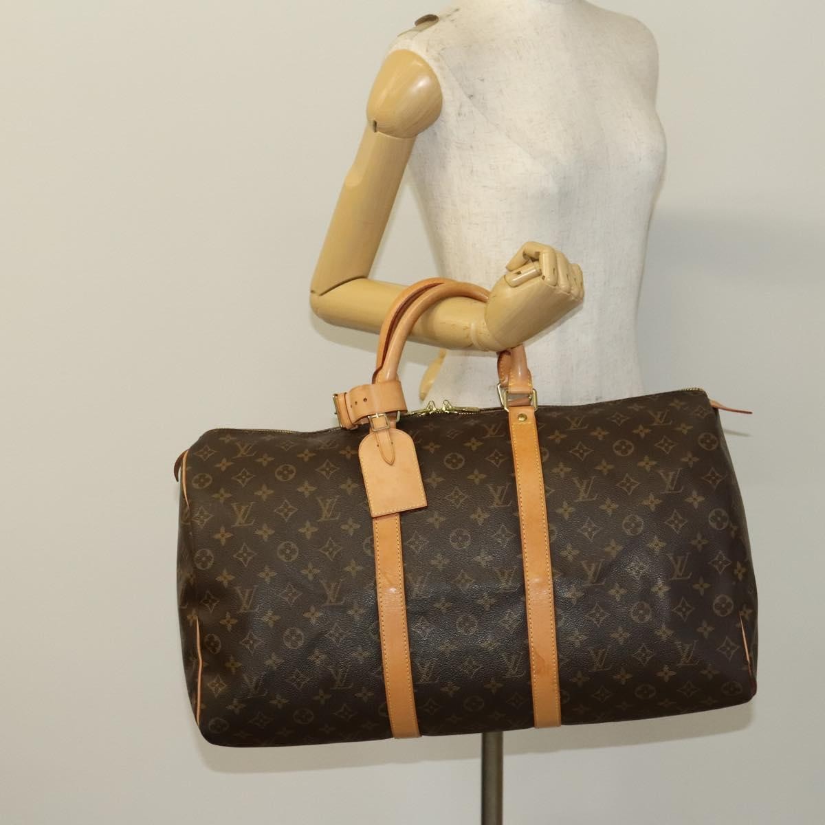 Louis Vuitton Keepall Bag Monogram Canvas, BROWN, CANVAS, Travel bag