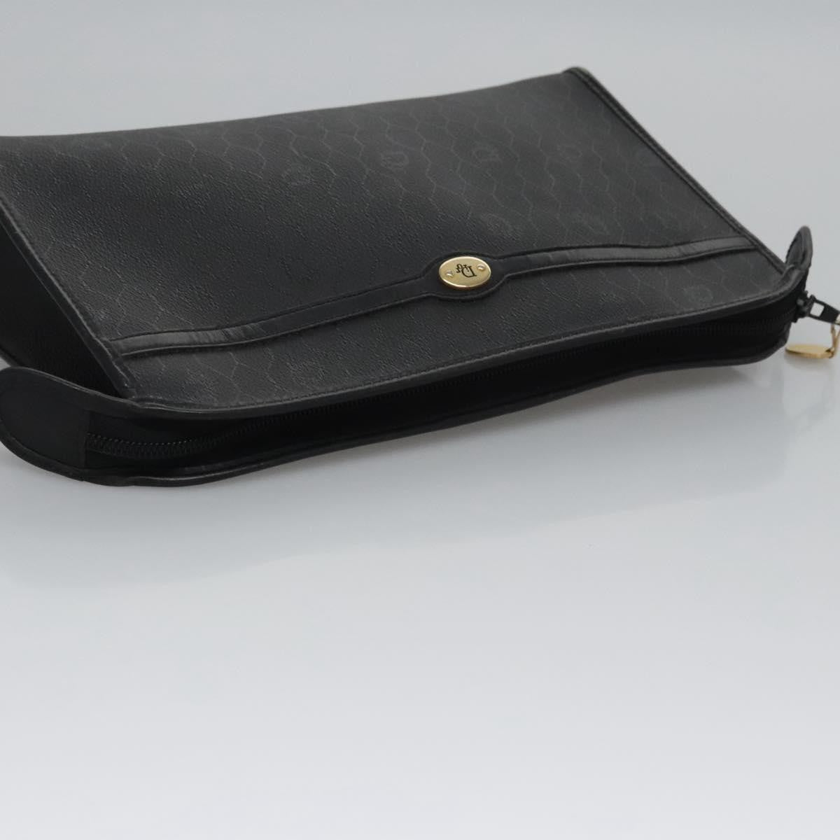 Christian Dior Vintage Honeycomb Zip Pouch Coated Canvas, BLACK, CANVAS, Clutche & pouche