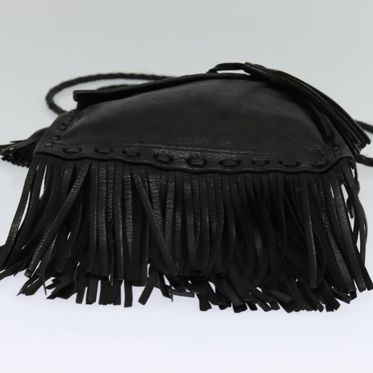 Prada Fringe Flap Crossbody Bag Leather, BLACK, LEATHER, Shoulder bag