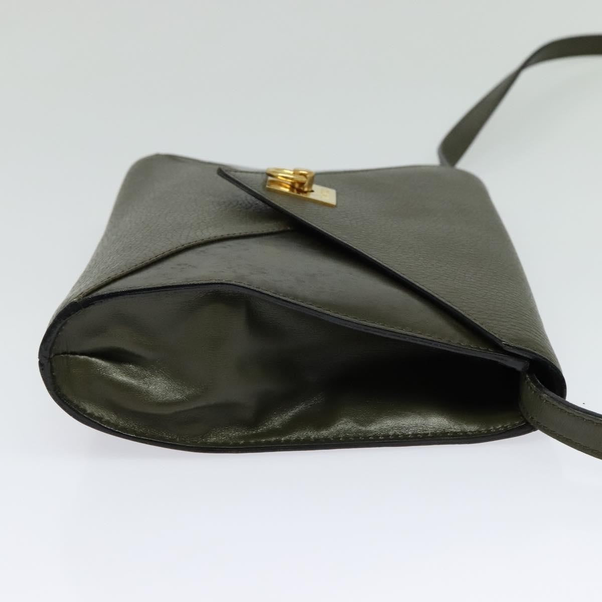 Celine Envelope Shoulder Bag Leather, KHAKI, LEATHER, Shoulder bag