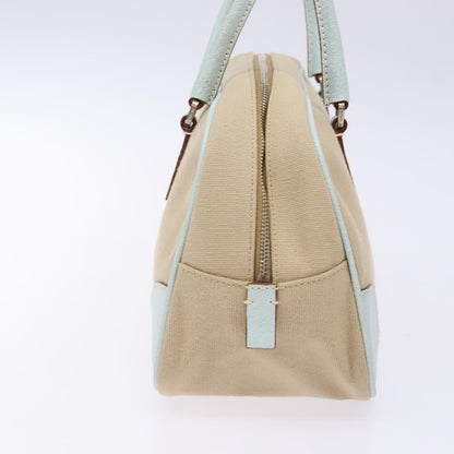 Prada Bauletto Bag Canvas with Leather, BEIGE, CANVAS, Handbag