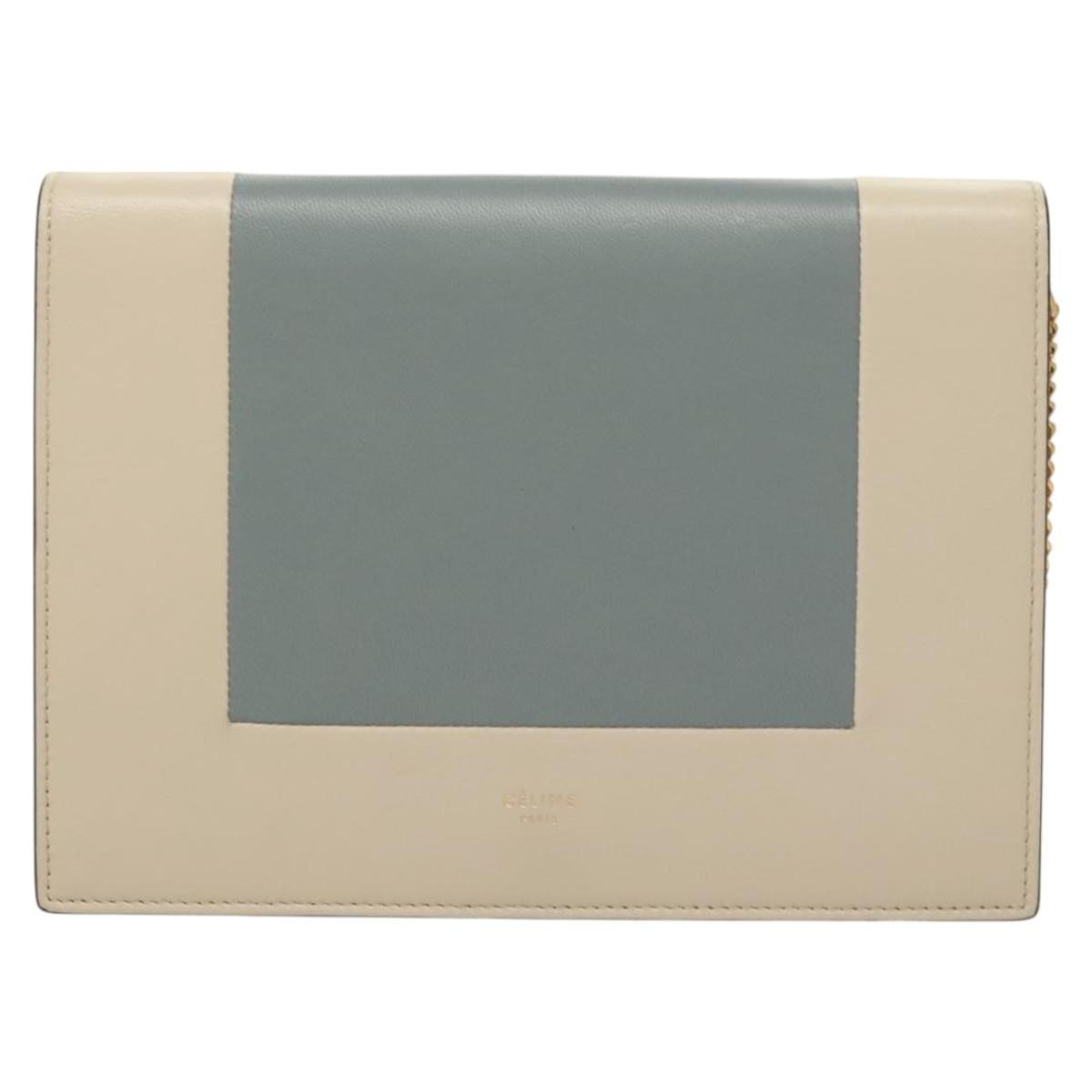 Celine Chain Shoulder Bag Leather, GRAY, LEATHER, Shoulder bag