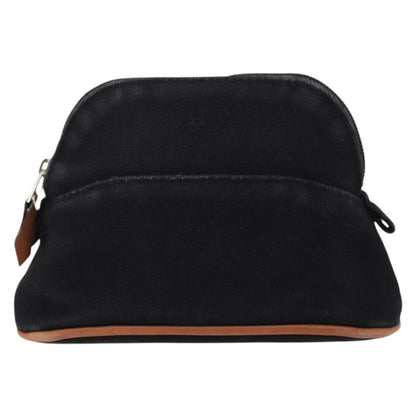 Hermes Bolide Travel Pouch Canvas, BLACK, CANVAS, Clutche & pouche
