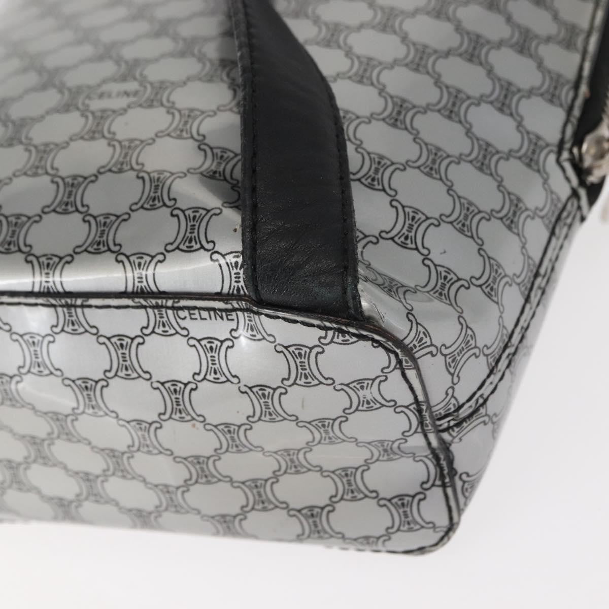 Celine Vintage Macadam Backpack Canvas and Leather, SILVER, PVC, Backpack