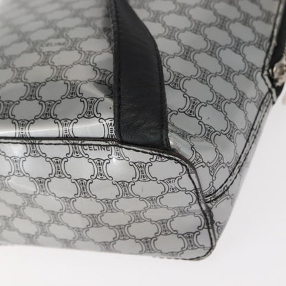 Celine Vintage Macadam Backpack Canvas and Leather, SILVER, PVC, Backpack