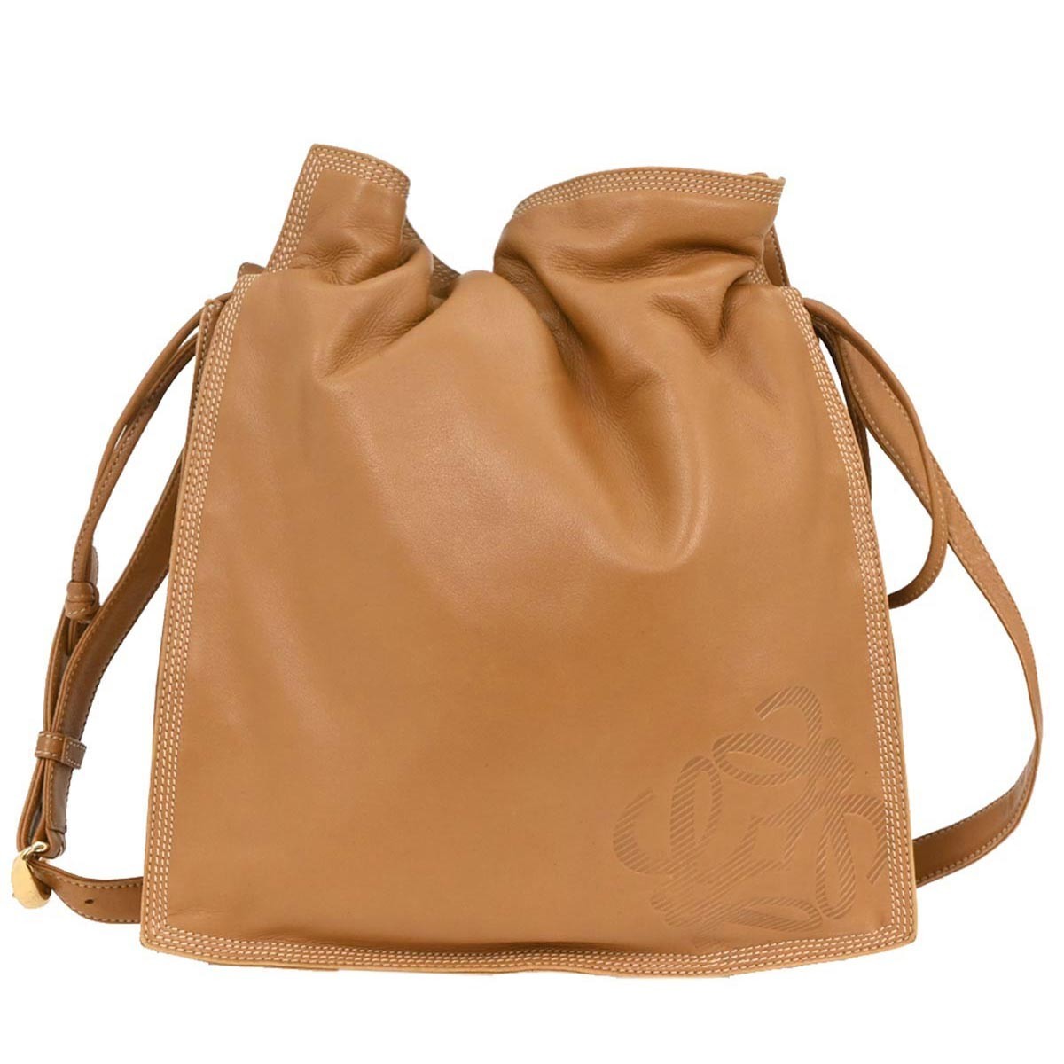 Loewe Anagram Shoulder Bag Leather, BROWN, LEATHER, Shoulder bag