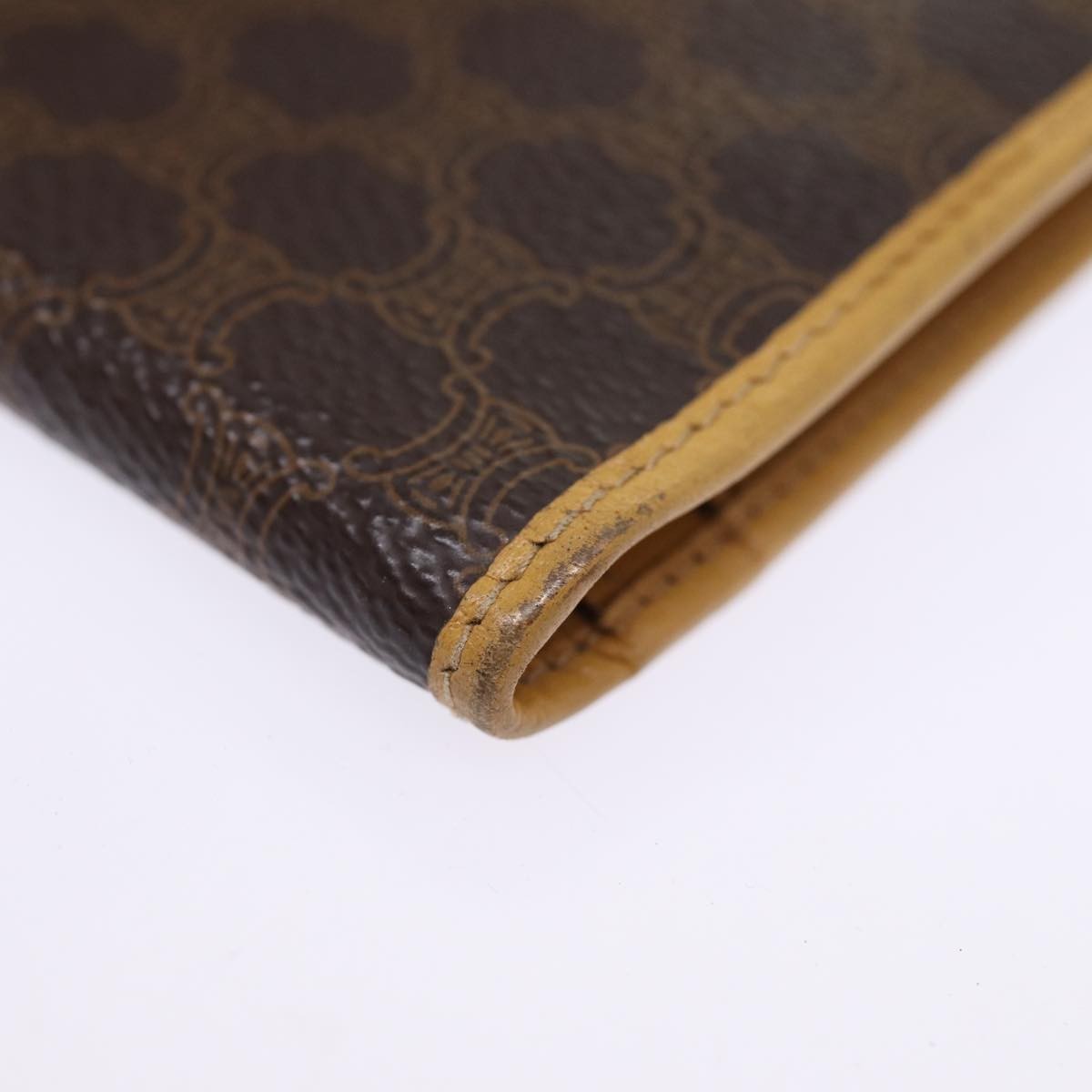 Celine Bifold Flat Wallet Leather, BROWN, CANVAS, Wallets