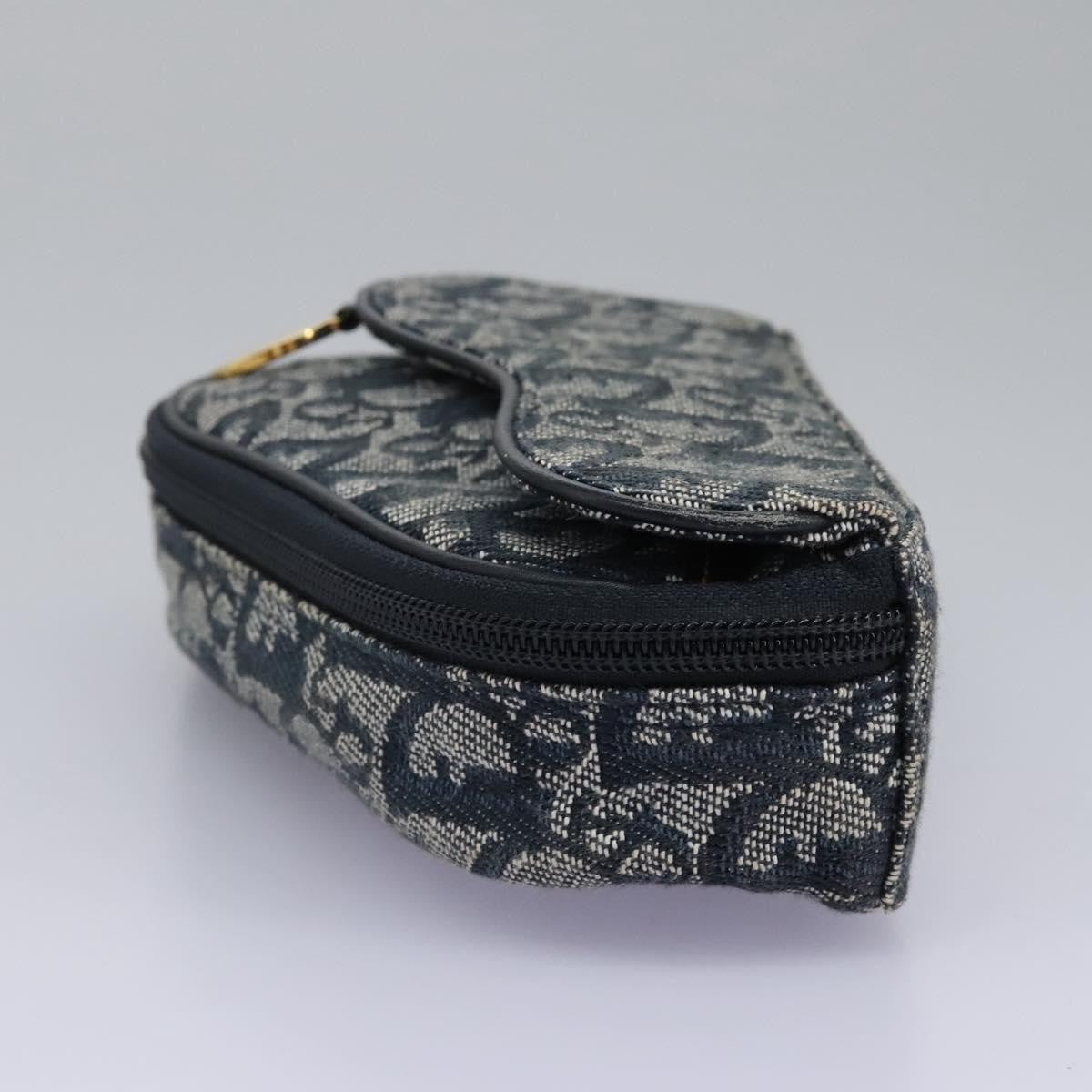 Christian Dior Saddle Zip Pouch Diorissimo Canvas, NAVY, CANVAS, Clutche & pouche