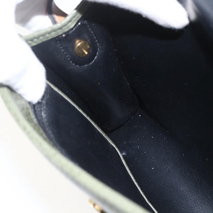 Christian Dior Vintage CD Flap Shoulder Bag Leather, KHAKI, LEATHER, Shoulder bag