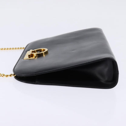 Salvatore Ferragamo Vintage Gancini Chain Shoulder Bag Leather, BLACK, LEATHER, Shoulder bag