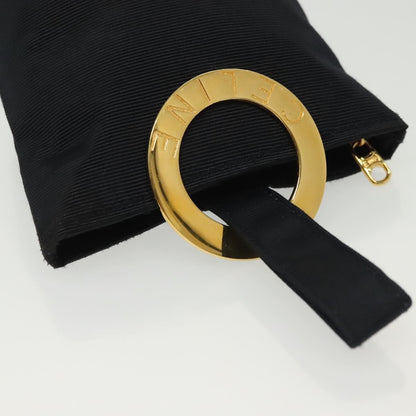 Celine Circle Logo Pouch Canvas, BLACK, CANVAS, Clutche & pouche