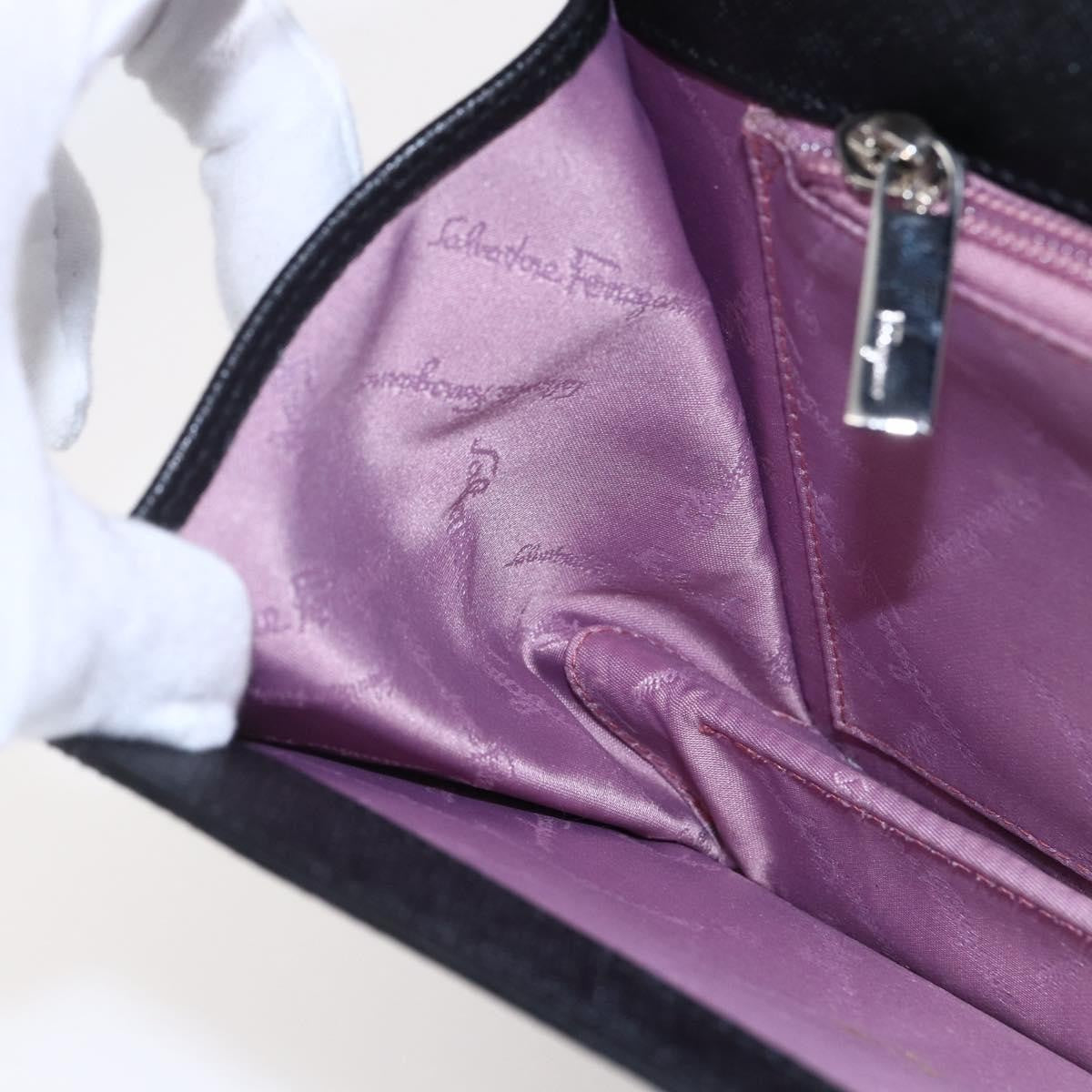 Salvatore Ferragamo Gancini handbag Leather, BLACK, LEATHER, Shoulder bag