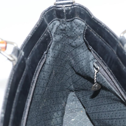 Gucci Vintage Bamboo Handle Tote Canvas, BLACK, CANVAS, Tote bag