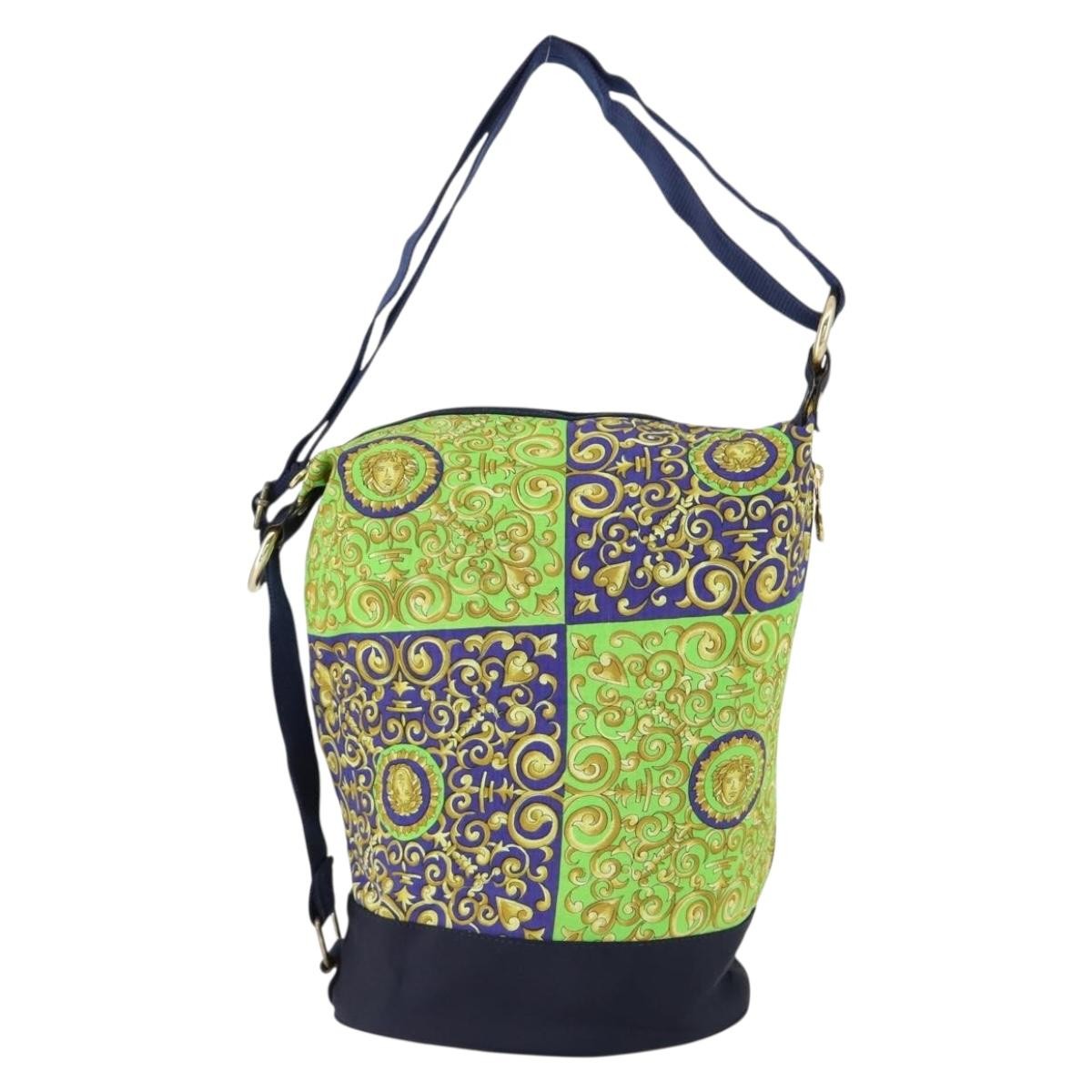 Versace Vintage Shoulder Bag Cotton, GREEN, COTTON, Shoulder bag