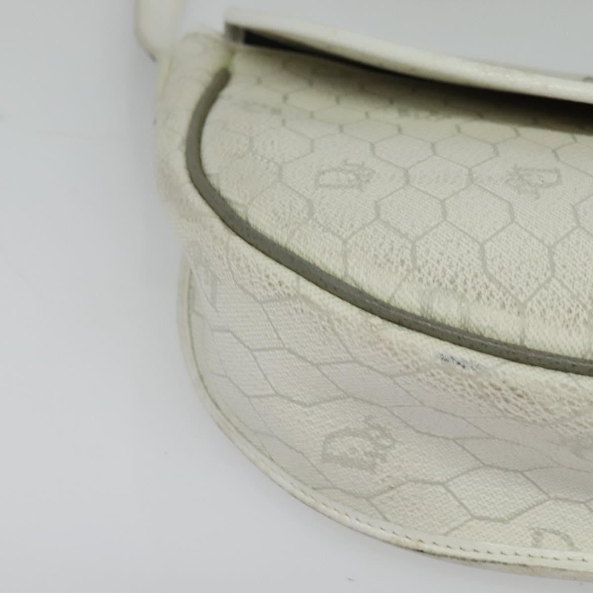 Christian Dior Vintage Honeycomb Flap Crossbody Bag Coated Canvas, WHITE, CANVAS, Crossbody bag