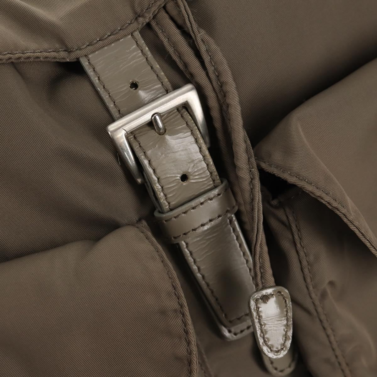 Prada Vela Double Front Pocket Backpack Tessuto with Saffiano Leather, GRAY, NYLON, Backpack