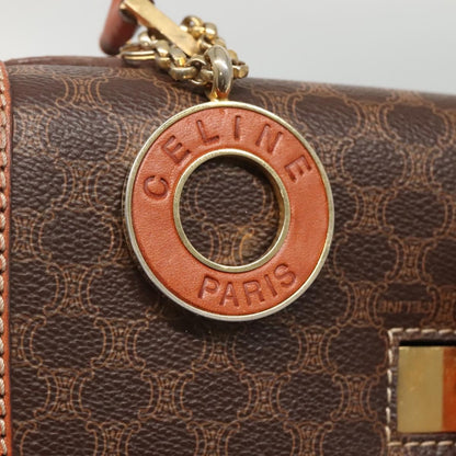 Celine Vintage Convertible Top Handle Bag Macadam Coated Canvas, BROWN, CANVAS, Handbag