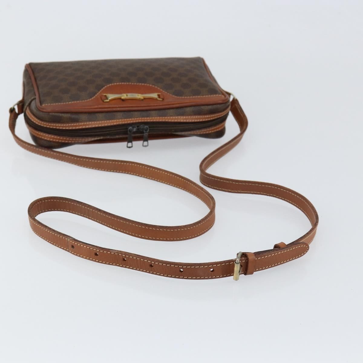 Celine Vintage Macadam Shoulder Bag Canvas and Leather, BROWN, CANVAS, Shoulder bag