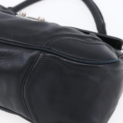 Prada Pushlock Shoulder Bag Leather, BLACK, LEATHER, Shoulder bag
