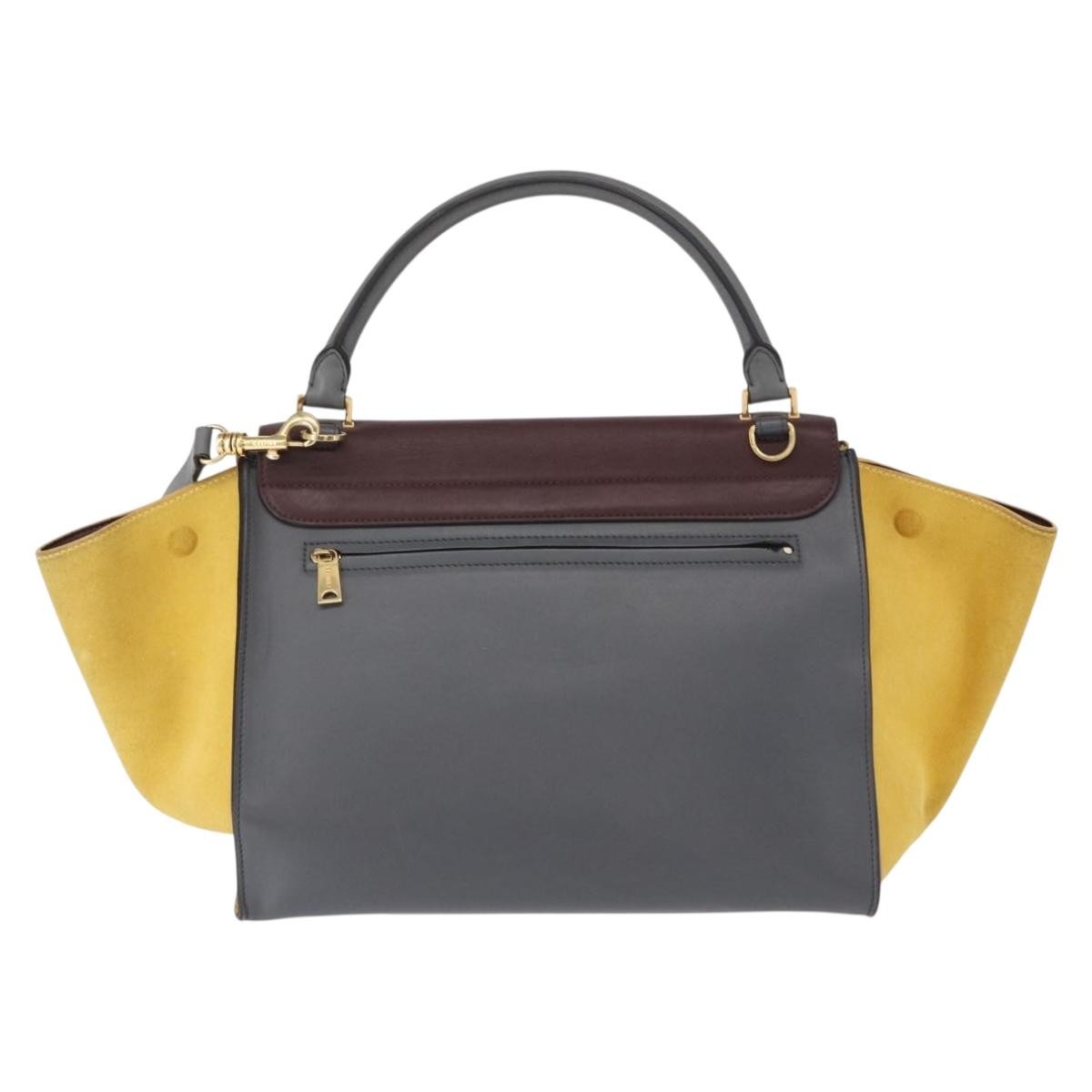 Celine Tricolor Trapeze Bag Leather, GRAY, LEATHER, Handbag