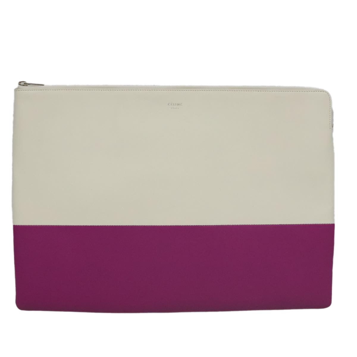 Celine Solo Pouch Bicolor Leather, PURPLE, LEATHER, Clutche & pouche