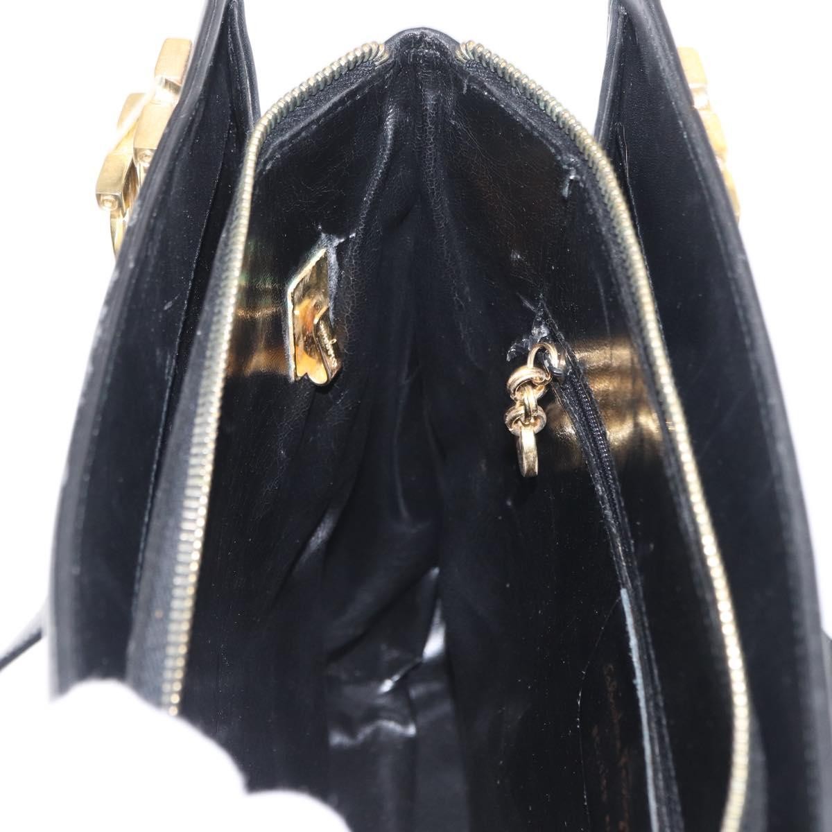 Salvatore Ferragamo Gancini Shoulder Bag Leather, BLACK, LEATHER, Shoulder bag