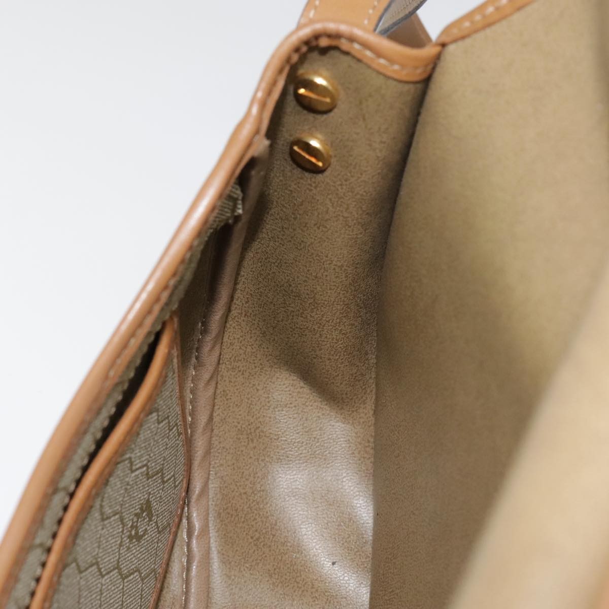 Christian Dior Vintage Honeycomb Flap Crossbody Bag Coated Canvas, BEIGE, CANVAS, Crossbody bag