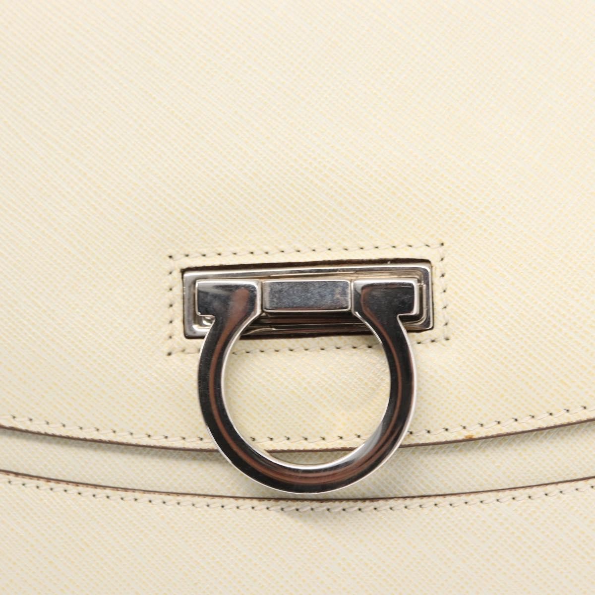 Salvatore Ferragamo Gancini Shoulder Bag Leather, WHITE, LEATHER, Shoulder bag