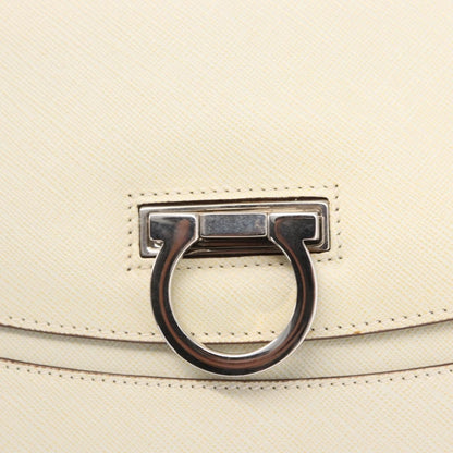 Salvatore Ferragamo Gancini Shoulder Bag Leather, WHITE, LEATHER, Shoulder bag
