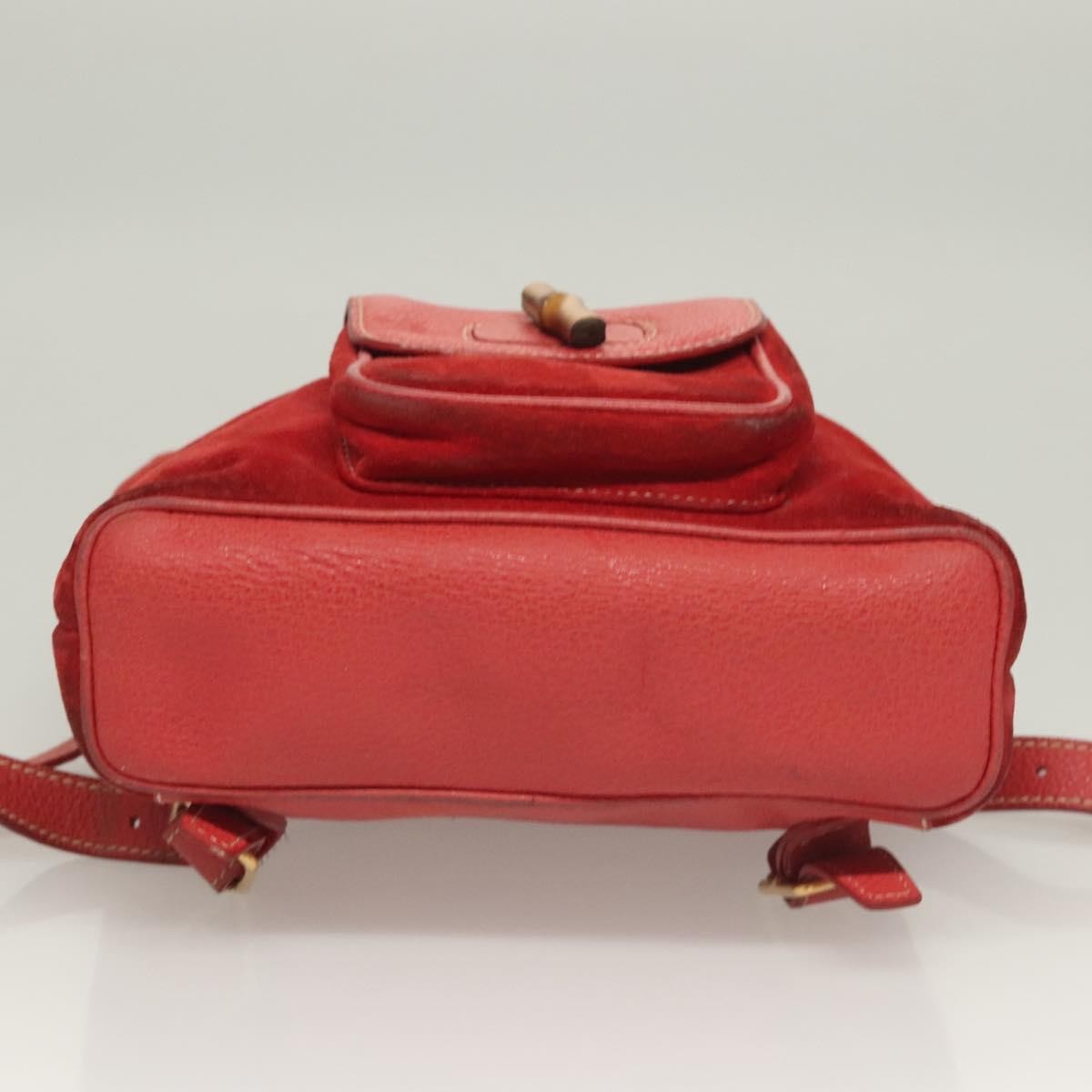 Gucci Vintage Bamboo Backpack Suede, RED, SUEDE, Backpack