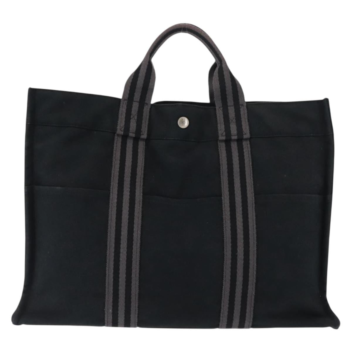 Hermes Fourre Tout Tote Canvas, BLACK, CANVAS, Tote bag