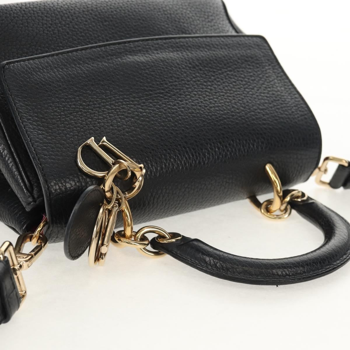 Christian Dior Lady Dior Bag Leather, BLACK, LEATHER, Handbag