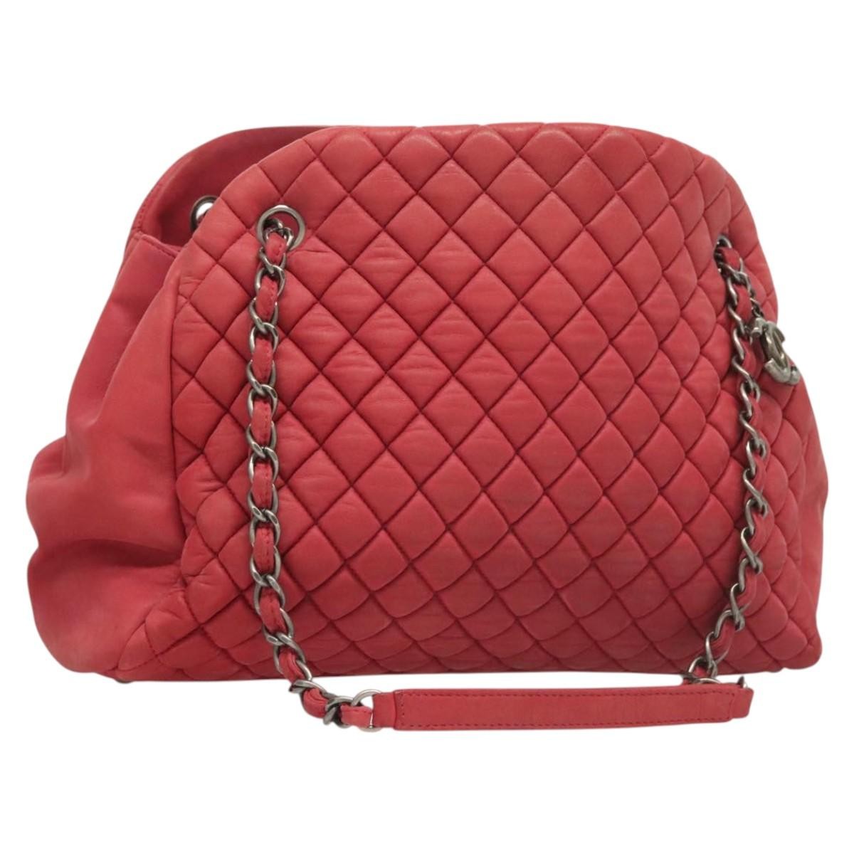 Chanel Matelasse Chain Shoulder Bag Leather, Pink, Leather, Handbag