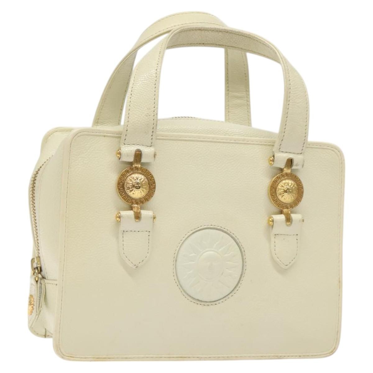 Versace Vintage Handbag Leather, WHITE, LEATHER, Handbag