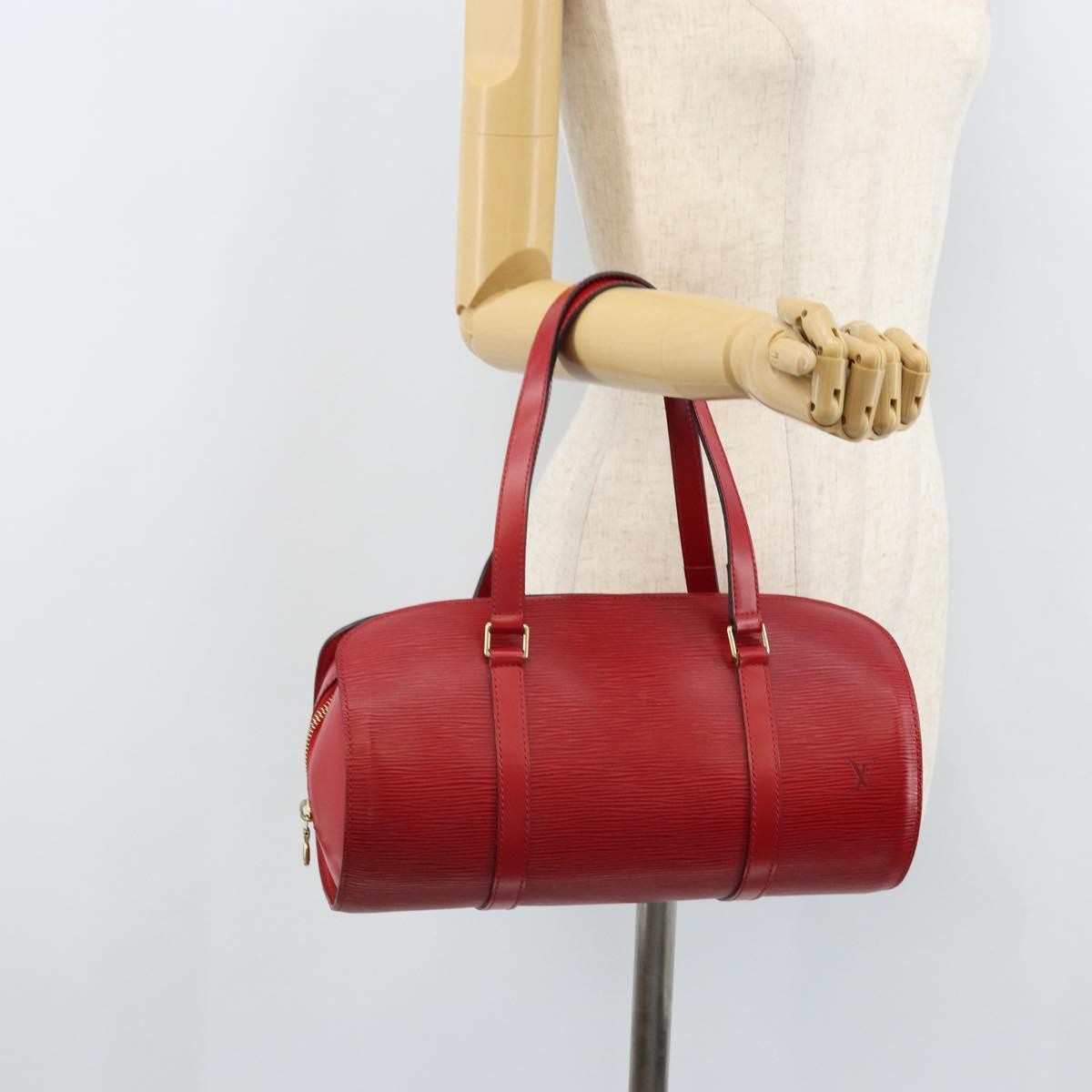 Louis Vuitton Soufflot Handbag Epi Leather, Red, Leather, Handbag