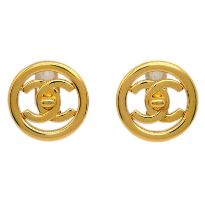 Chanel CC Round Earrings Metal, GOLD, GOLD_PLATED, Earrings