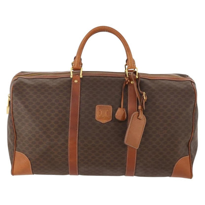 Celine Vintage Macadam Boston bag Canvas and Leather, BROWN, CANVAS, Travel bag