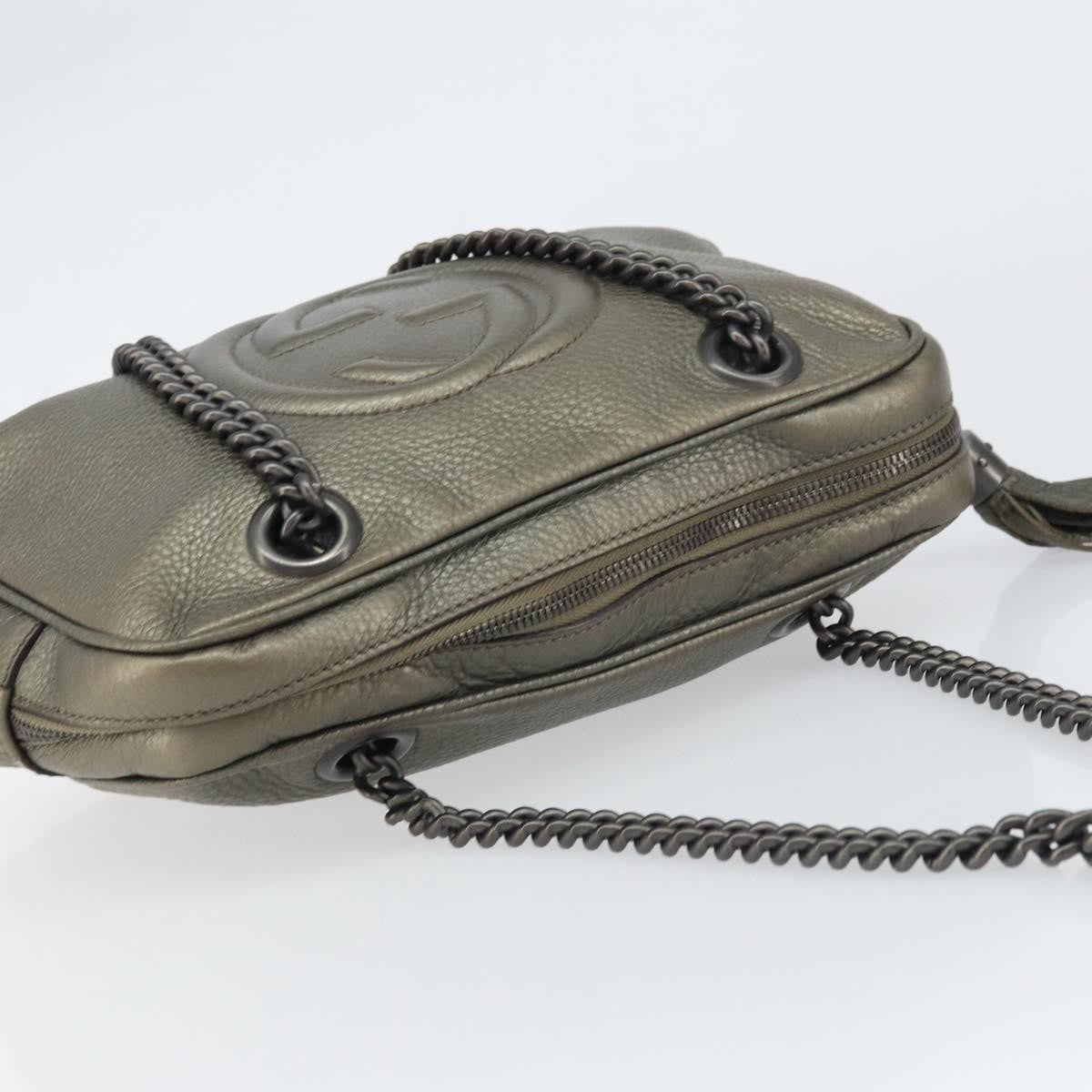 Gucci Soho Chain Zip Shoulder Bag Leather, GOLD, LEATHER, Shoulder bag