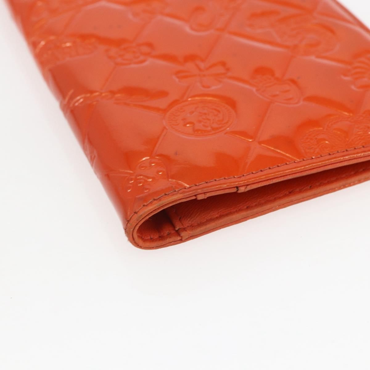 Chanel Lucky Symbols Yen Wallet Embossed Quilted Patent, Orange, Patent Leather, Wallet