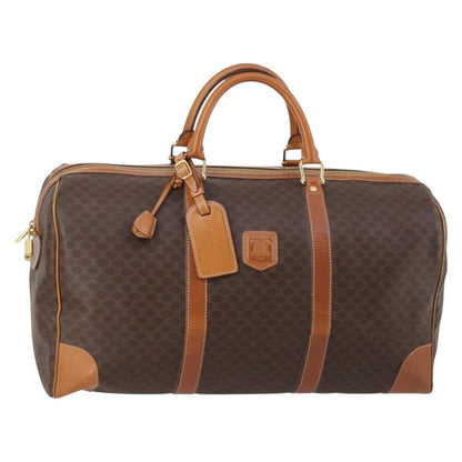 Celine Vintage Duffle Bag Macadam Coated Canvas, BROWN, CANVAS, Travel bag