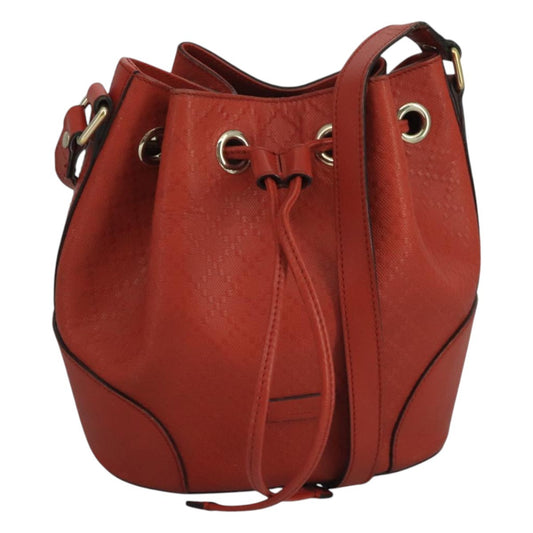 Gucci Bright Bucket Bag Diamante Leather, ORANGE, LEATHER, Handbag