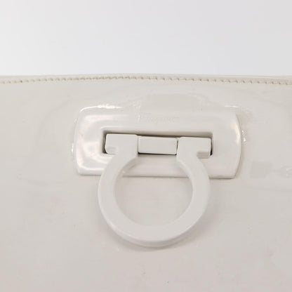 Salvatore Ferragamo Gancini Tote Patent leather, WHITE, PATENT_LEATHER, Tote bag