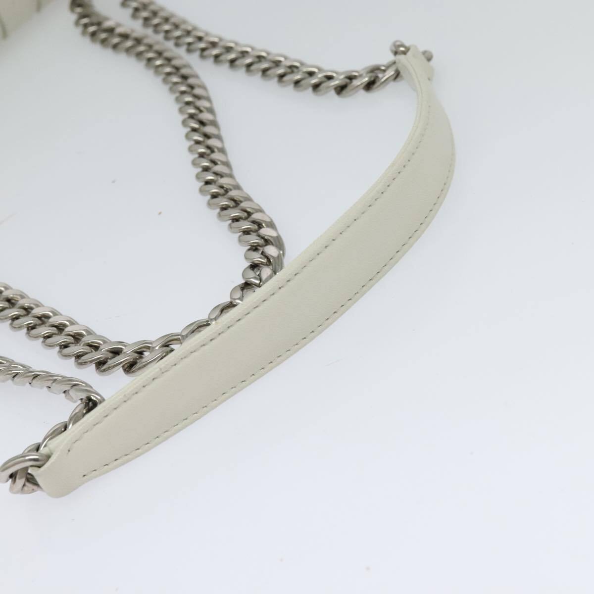 Prada Chain Flap Shoulder Bag Nappa Gaufre, WHITE, LEATHER, Shoulder bag